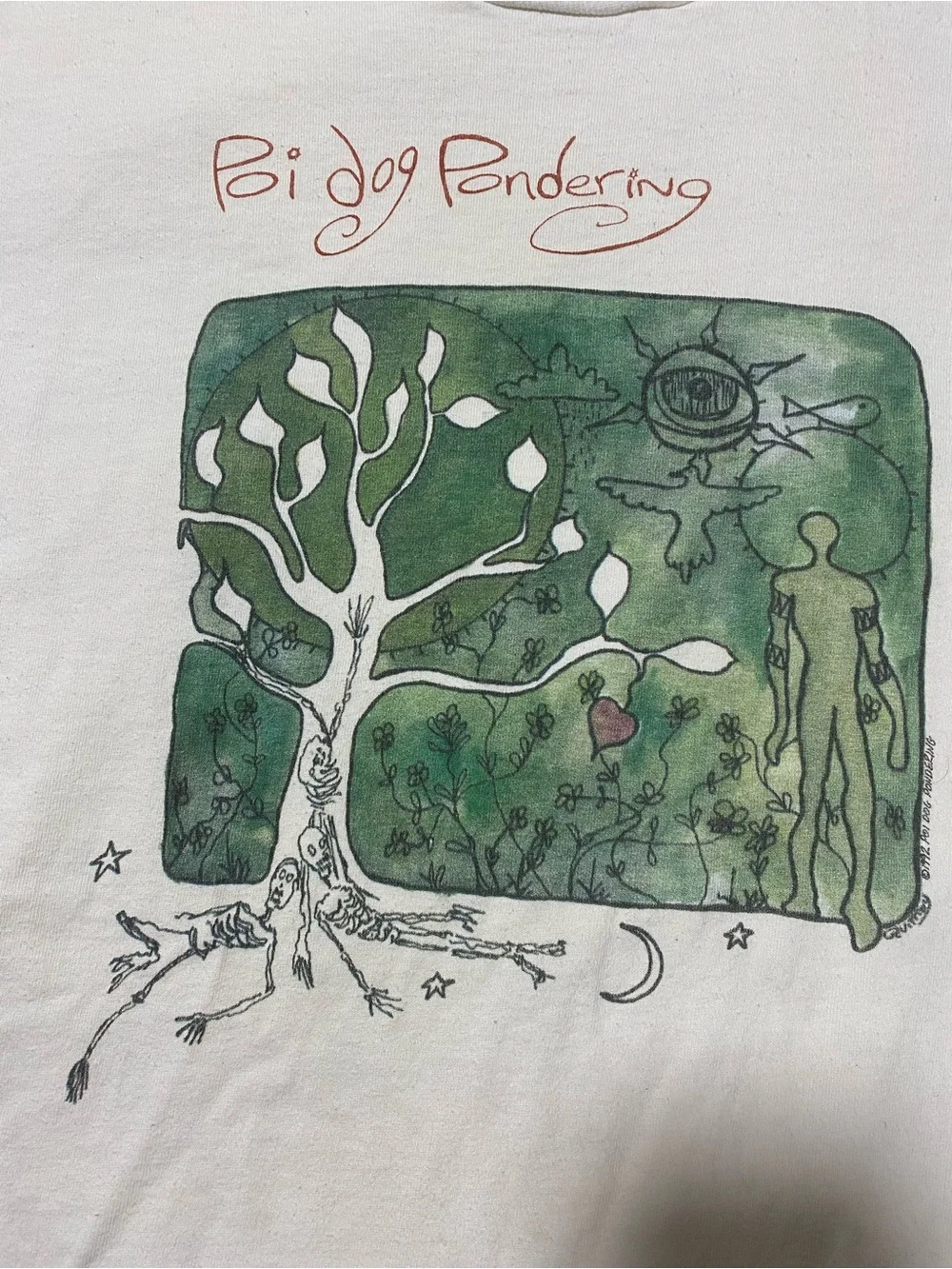 90’s Fruit of the Loom single stitch White Tee with Green Tree Artwork